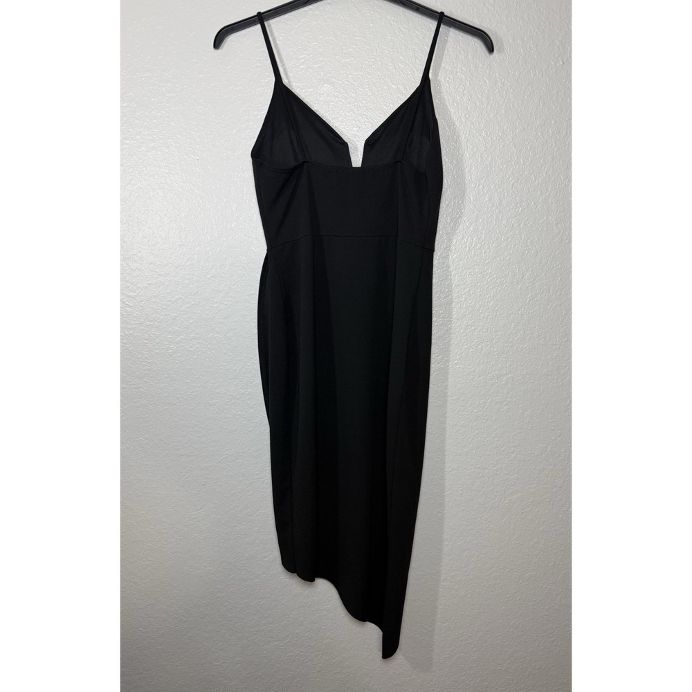 Black Sheath Dress Sleeveless Strappy V-Neck Midi Size M sexy cocktail party - Picture 2 of 4